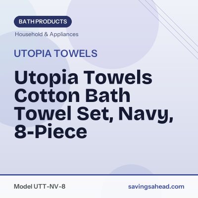 Utopia Towels Cotton Bath Towel Set, Navy, 8-Piece