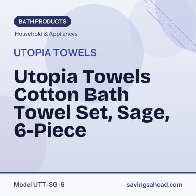 Utopia Towels Cotton Bath Towel Set, Sage, 6-Piece