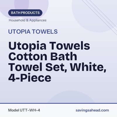 Utopia Towels Cotton Bath Towel Set, White, 4-Piece