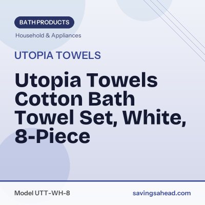 Utopia Towels Cotton Bath Towel Set, White, 8-Piece