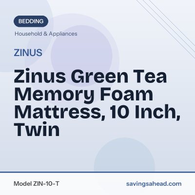 Zinus Green Tea Memory Foam Mattress, 10 Inch, Twin