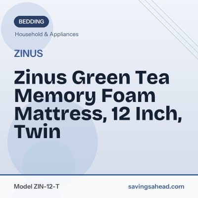 Zinus Green Tea Memory Foam Mattress, 12 Inch, Twin