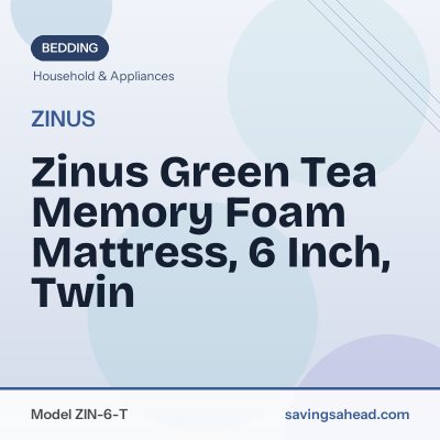 Zinus Green Tea Memory Foam Mattress, 6 Inch, Twin